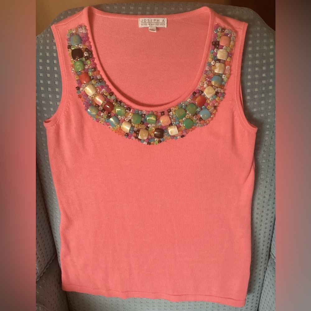 Joseph A. Embellished Stones Knit Top